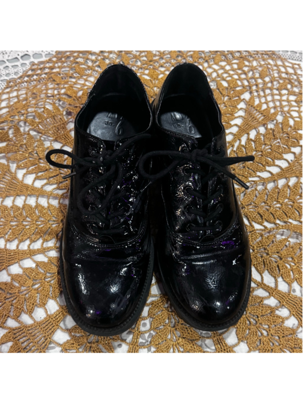 Women's MIX NO. 6 Black Patent Leather Platform Oxfords Size 6